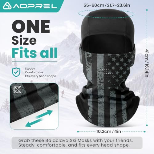 AOPREL Balaclava Ski Mask for Men Winter Face Mask Breathable & Thermal Winter Balaclava Women for Cold Weather Outdoor - color: Blackout Usa Flag