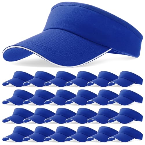 Bonuci 24 Pcs Visor Bulk for Women Sun Hat Visors for Men Tennis - color: Dark Blue