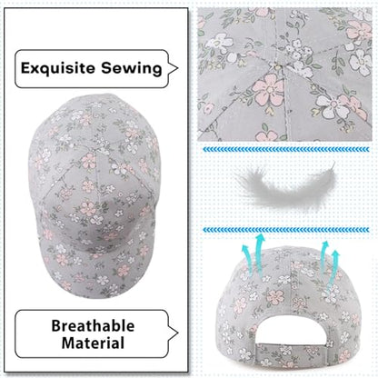 Peecabe Plain Toddler Baseball Hat Unisex Cotton Kids Trucker Hat Adjustable Baby Boys Sun Caps Girls Baseball Cap 1-5Y - color: Flower Gray, size: 2-4T