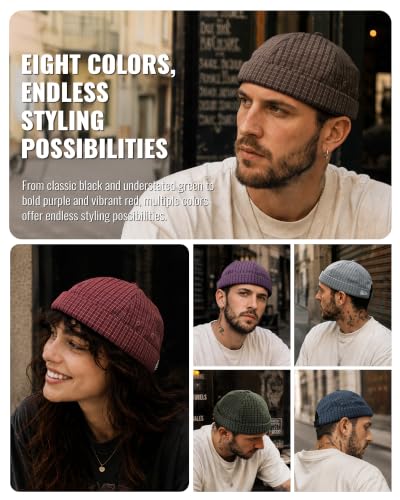 Croogo Checked Brimless Hat Lightweight Quick Dry Docker Cap for Men - color: Green