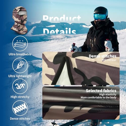 YESLIFE Summer Balaclava Ski Mask for Men&Women, Face Mask - color: Camo Brown