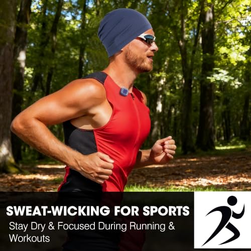 WTACTFUL 3-Pack Breathable Cooling Skull Cap for Men Women Thin Beanie - color: Black+black+blue