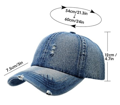 Women's Men's Fashion Baseball Cap Adjustable Strapback Hats Dad Hat Visor Sports Hat - color: Denim Blue