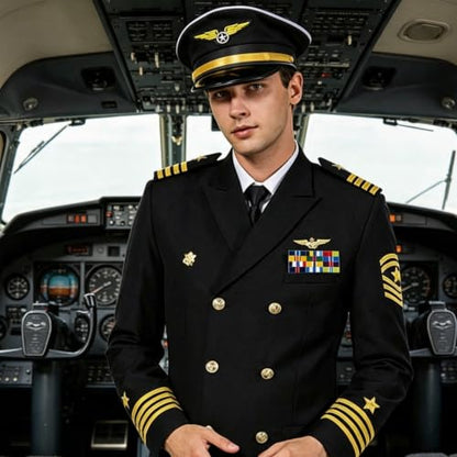 Adjustable Pilot Hat,Black Pilot Costume Accessories for Adults,1 Pack