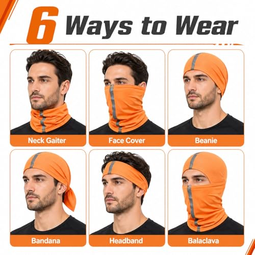 SATINIOR 4 Pcs Neck Gaiter Face Mask for Men, High Vis - color: Orange