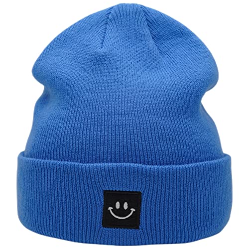 55cube Unisex Winter Beanie Hats Warm Thick Knit Cuffed Skullcaps - color: Blue