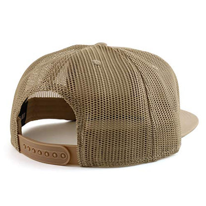 Armycrew Oversize XXL Blank Flatbill Mesh Snapback Cap - color: Khaki