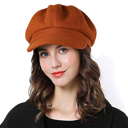 Sumolux Women Beret Newsboy Hat French Cap Classic Winter - color: Orange