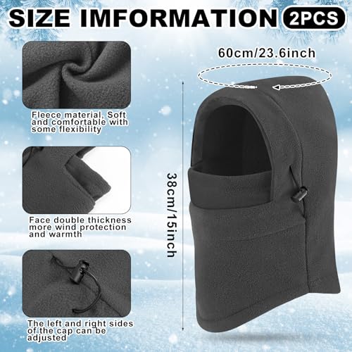 Frienda 2 Pcs Balaclava Ski Mask Windproof Warmer Fleece Adjustable Winter Mask Face Cover for Men Women - color: Black,dark Grey