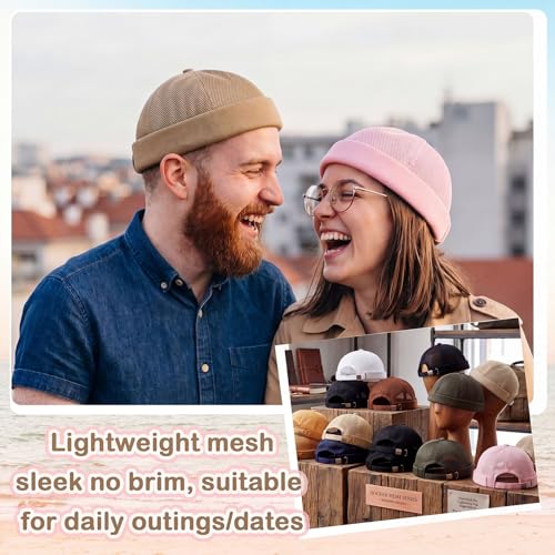 Janmercy 8 Pcs Brimless Hats for Men Adjustable Skullcap Docker Hat Buckle Beanie Cap Wash Cotton No Brim Hats for Men Women - color: Earthy Tones