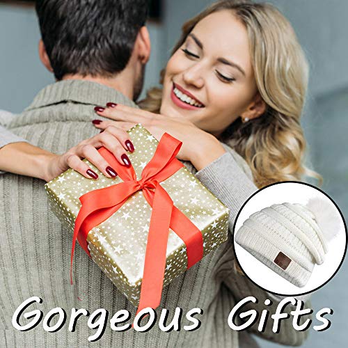 Wireless Music Beanie Women Beanie Girls Hat Over Ear Headset Sports Stereo Headphone with Microphone Speaker Womens Beanie Cap Snow White - color: Snow White