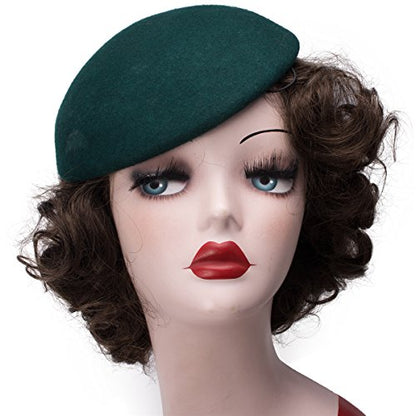 Cute Wool Felt Pillbox Hat Millinery Round Fascinator Base Craft Supply A048 - color: Green