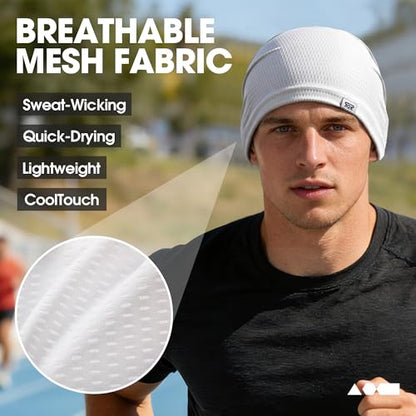 2-Pack Cooling Mesh Skull Cap Helmet Liner Running Cycling Work Men Women - color: White + Black