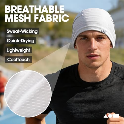 2-Pack Cooling Mesh Skull Cap Helmet Liner Running Cycling Work Men Women - color: White + Black