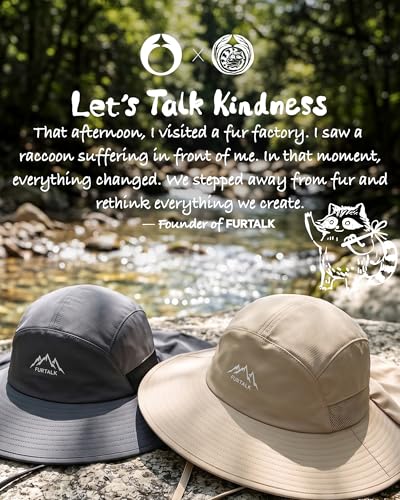 FURTALK Sun Hats with Neck Flap Sun Protection Fishing Hat for Men Women - color: Dark Grey