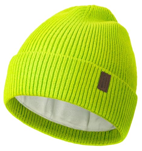 Wmcaps Winter Beanie for Men Women, Soft Warm Fleece Lined Knit Hat - color: Bright Green