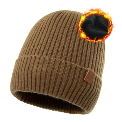 TOP-EX 100% Australian Merino Beanie, S/M-XL/XXL, Polartec Fleece Lined - color: Te94586_camel, size: X-Large-XX-Large