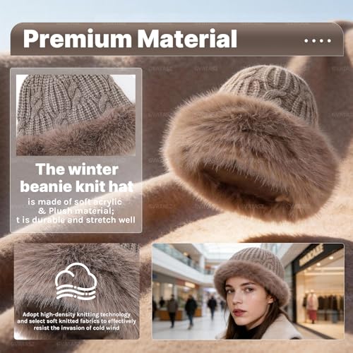 Womens Winter Knit Slouchy Beanie Hat Warm Knitted Skull Ski Cap Hats for Women Plush Edge Brimless Beanies Snow Hat - color: Mg-zzmxg25114-purple