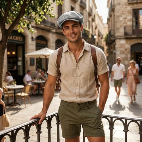ZLYC Newsboy Cap for Men Summer Flat Cap Lightweight Beret Hat - color: Solid Light Gray