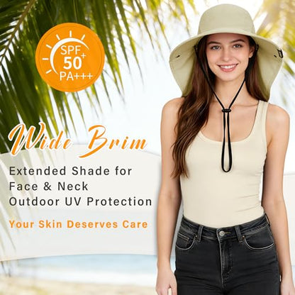 Tirrina Women's Sun Hat Wide Brim, UV Protection Sun Hats for Women - color: Tan