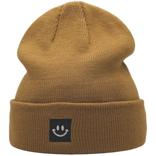 55cube Unisex Winter Beanie Hats Warm Thick Knit Cuffed Skullcaps - color: Solid Camel