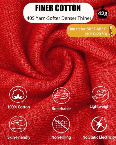 Thin 100% Cotton Fine-Knit Beanie Hat Slouchy Soft Chemo Skull Cap - color: 1-red