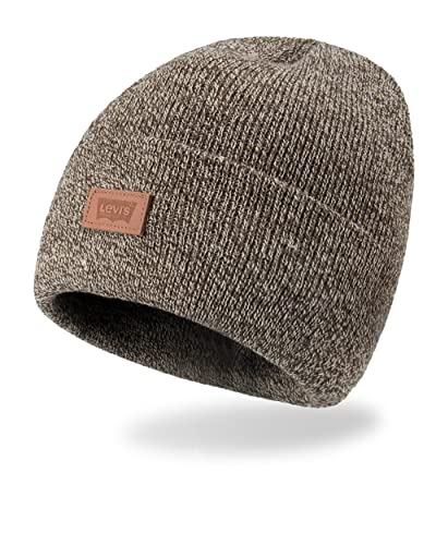 Levi's Mens All-Season Hero Beanie Soft Knit Cuffed Winter Hat, Warm & Comfortable Everyday Style - color: Marl Brown