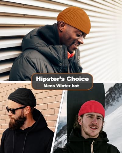 Short Fisherman Beanie for Men Women Wool Knit Cuff Winter Hats - color: 1pcs-camel
