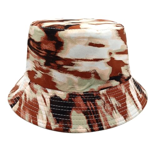 Men Women Unisex Graffiti Bucket hat, Packable Outdoor Summer Fishing Sun hat, Double-Sided Beach Cap - color: Coffee