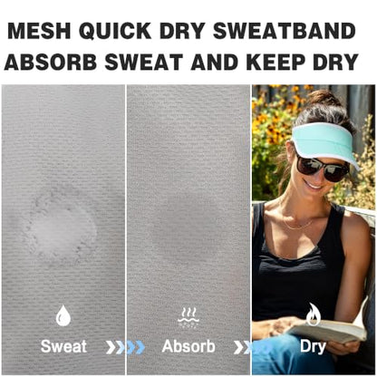 Sun Visor Caps Foldable Brim Adjustable Visor Hats for Women Men - color: Mintgreen