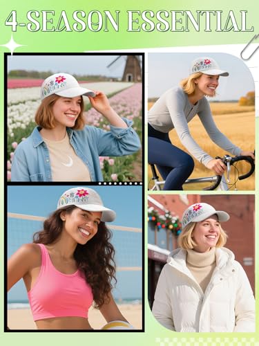Biggun Trendy Embroidered Baseball Cap for Girls Women Men, Soft Breathable - style: Floral(white)