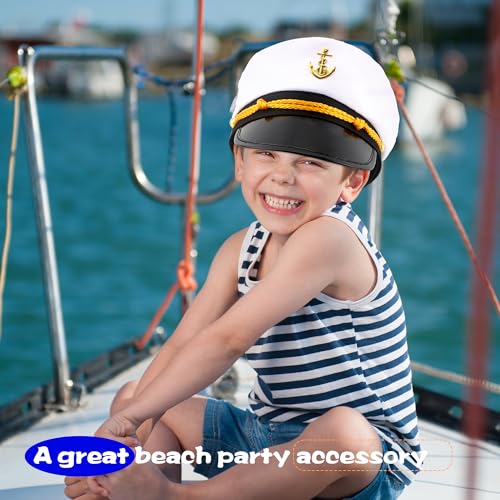 8 Pieces Captain Hats Adjustable White Sailors Navy Marine Admiral Caps for Yacht Theme Party Costume Accessory - color: Style 9