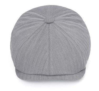 DIYDECAL Mens Newsboy Cap 8 Panel,Cotton Blend Flat Ivy Gatsby Cabbie Golf Hat - color: Light Grey