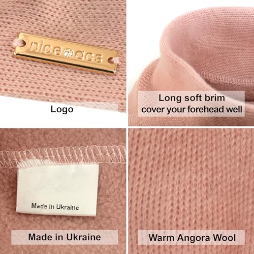 Beret - Warm Lined Wool Angora Knit Berets - French Paris Hat for Women - color: Pink