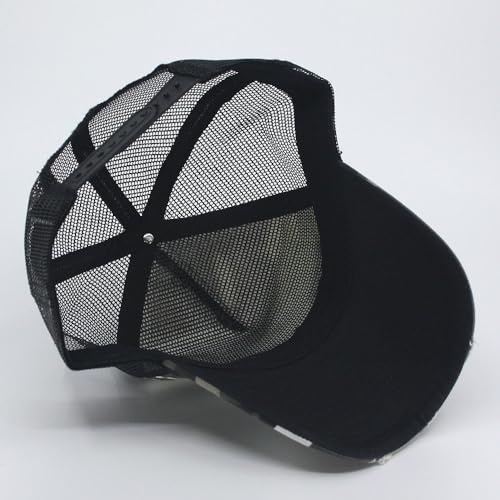 High Crown Foam Mesh Camouflage Tri-Color Oak Leaves Trucker Hat Baseball Cap - color: Distressed City Camo