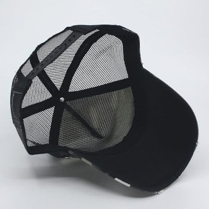 High Crown Foam Mesh Camouflage Tri-Color Oak Leaves Trucker Hat Baseball Cap - color: Distressed City Camo