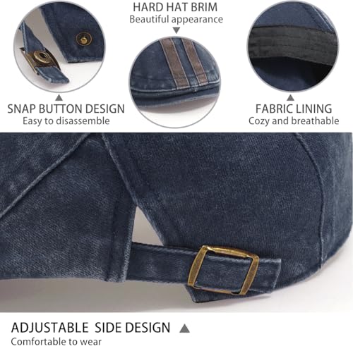 Initlove Mens Newsboy Cap Washed Beret Ivy Hat Flat Hats for Cabbie Driving - color: B Navy