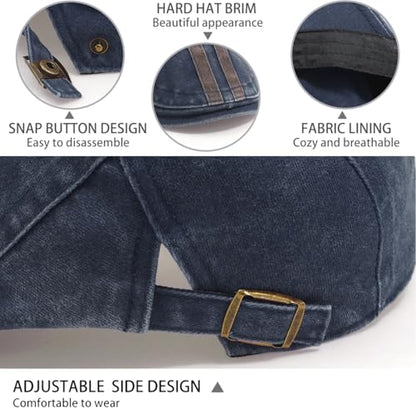 Initlove Mens Newsboy Cap Washed Beret Ivy Hat Flat Hats for Cabbie Driving - color: B Navy