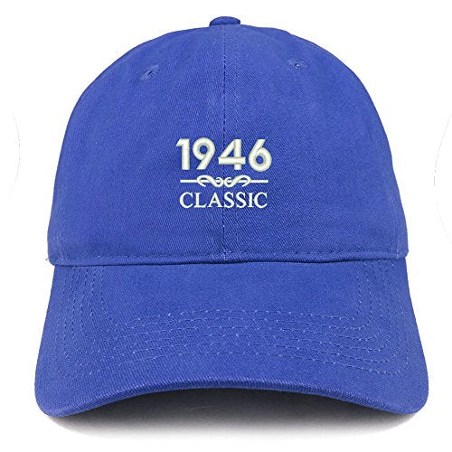 Trendy Apparel Shop Classic 1946 Embroidered Retro Soft Cotton Baseball Cap - color: Royal