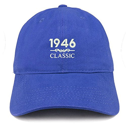 Trendy Apparel Shop Classic 1946 Embroidered Retro Soft Cotton Baseball Cap - color: Royal