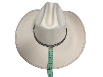 Mrlahat Western Cowboy & Cowgirl Hat Wide Brim Front Pinch Style - color: Cream, size: Small-Medium