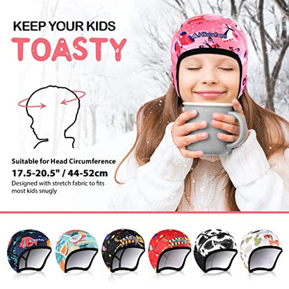 Hikenture Kids Skull Cap Helmet Liner Winter Hat for Boys and Girls Beanie Ski Hat with Thermal Fleece for Snow Sports… - color: Pink12