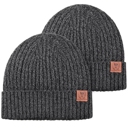 OZERO Winter Beanie for Men Women,Thermal Knit Soft Fleece Lined Hats - color: 2pack Gray&gray