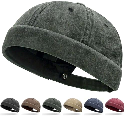 Initlove Docker Hat for Men Vintage Brimless Sailor Hat Beanie Cap - color: Green