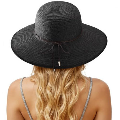 Sun Hats for Women, UPF 50+ Sun Protection, Beach Hat with Wide Brim - color: Black