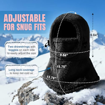 Ski Mask Kids Balaclava, Winter Ski Face Mask Cover, Fleece Hats for Kids - color: Black