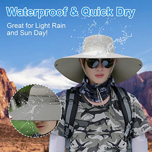 HUAMULAN Men Women 6" Wide Brim Sun Protection Hat Summer Fishing Hats - color: A4-beige