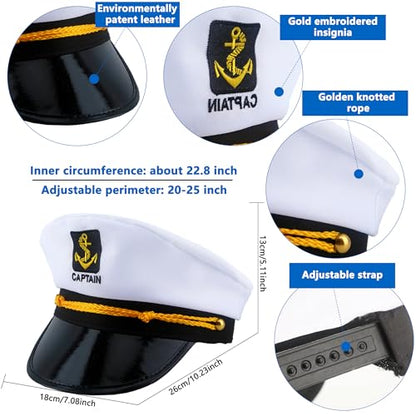 8 Pieces Captain Hats Adjustable White Sailors Navy Marine Admiral Caps for Yacht Theme Party Costume Accessory - color: Style 5