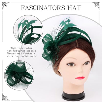 Fascinators Hats for Women, Fascinator Headband Tea Party Hat - color: Dark Green