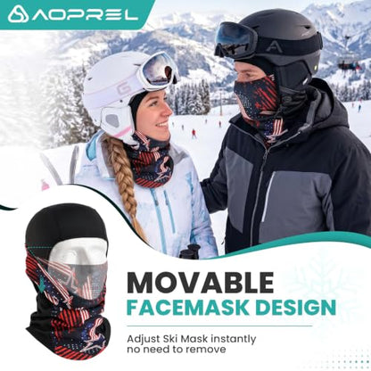 AOPREL Balaclava Ski Mask for Men Winter Face Mask Breathable & Thermal Winter Balaclava Women for Cold Weather Outdoor - color: Usa Flag